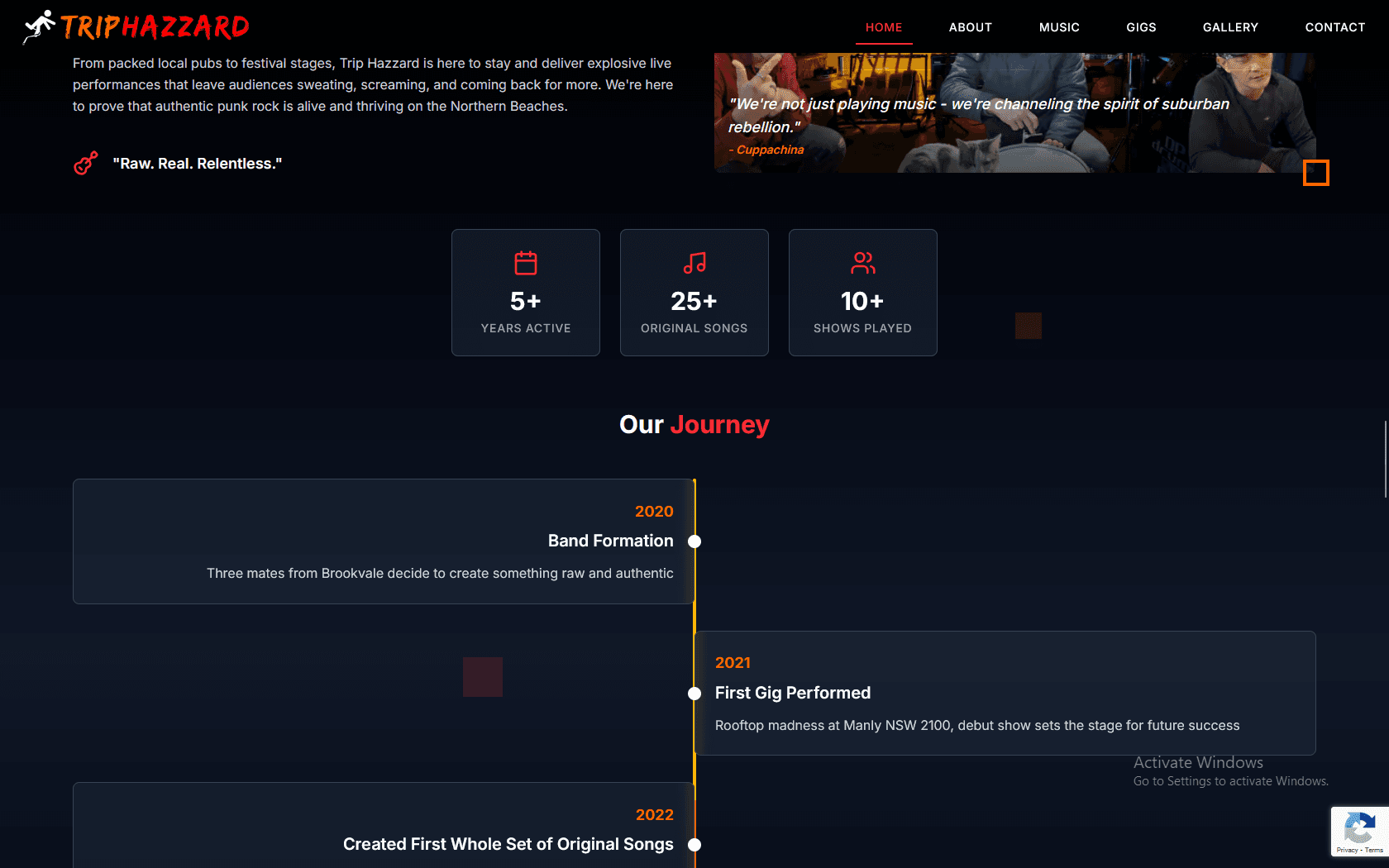 Trip Hazzard Website - Punk Rock Band Portfolio - Project Image 4