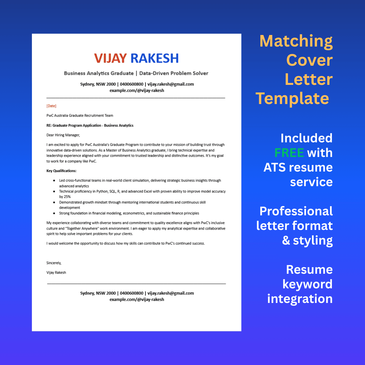 ATS Optimized Resume - Business Analytics Graduate Program Application - Project Image 4